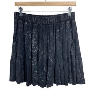 Torrid Mini Super Soft Knits Tiered Mineral Black Acid Wash Skirt Size Medium 10